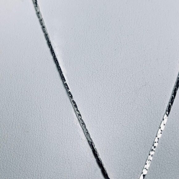 Avon Silver Tone Triangle Link Necklace With Tassel Pendant (5813) - Picture 2 of 5